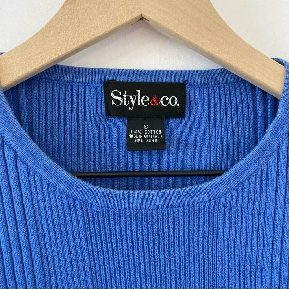 Y2K Blue Sweater Tank Vest Small Cotton